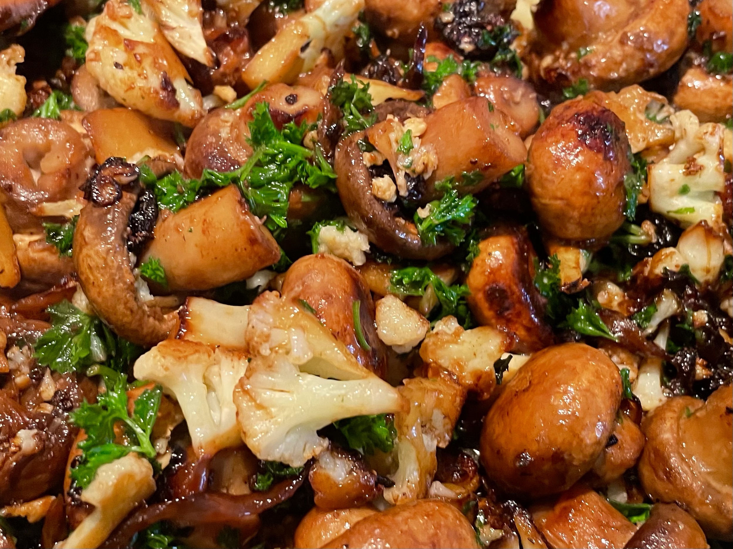 Sautéed Mushroom Cauliflower Wine Garlic