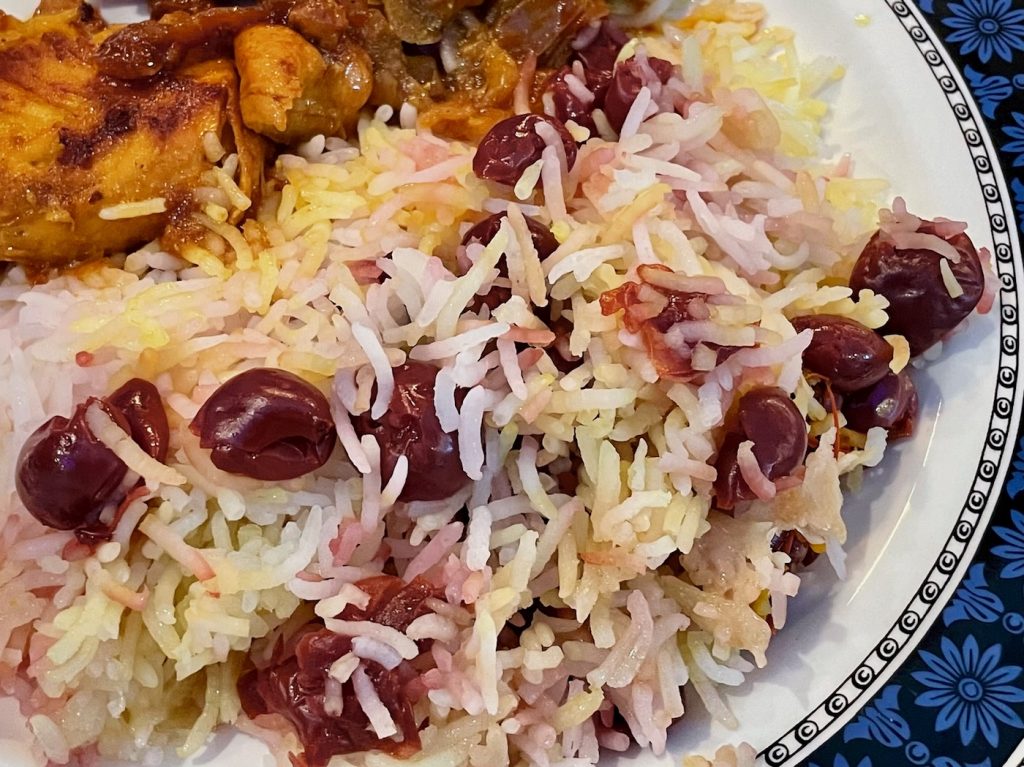 Albaloo Polo - Persian Sour Cherry Rice, Sour Cherries and Rice
